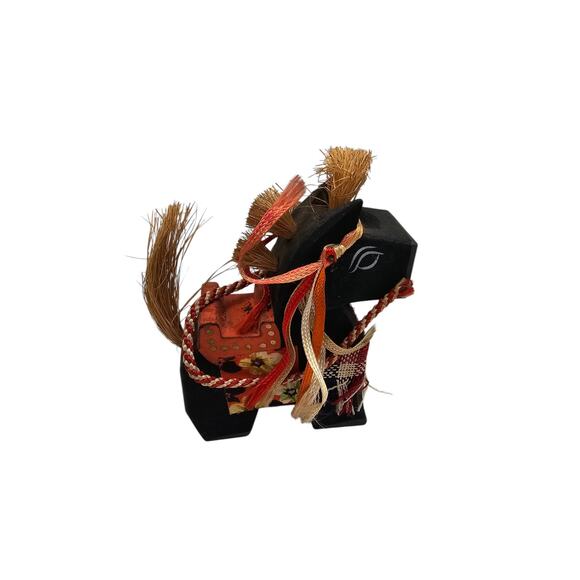 Vintage Hand Painted Japanese Horses Lot Hachinohe Yawata Uma Black - Picture 3 of 5